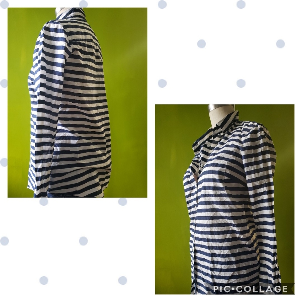 J.Crew Navy/White Boy Button Down Shirt - Picture 4 of 6